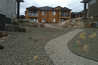 Pebble pathway landscaping